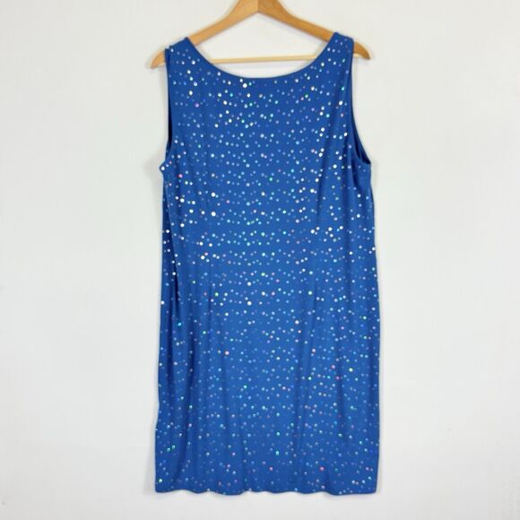 Bob Mackie Wearable Art Blue Glitter Sequin Sleeveless Dress Women's Large - Picture 4 of 6